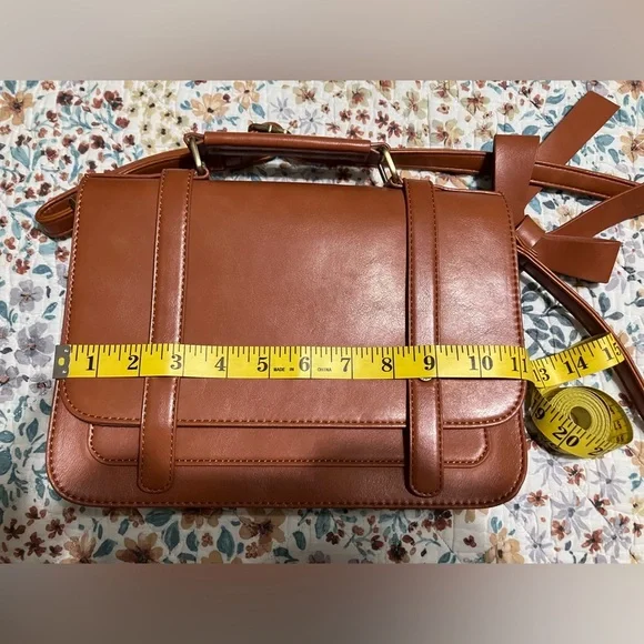 ECOSUSI Brown Vegan Leather Messenger bag with Bow Detail - Picture 7 of 8